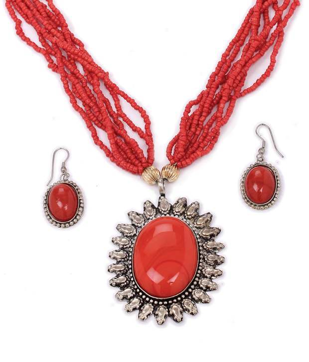 Red Statement Necklace Set 255