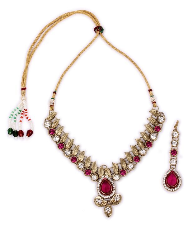 Pink Kundan Necklace Set 257