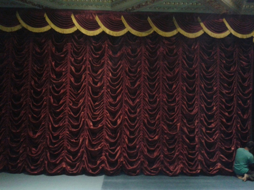 Motorized Vertical Stage Curtain - Premium Fabric, Adjustable Dimensions | Silent Operation, Remote Control Functionality, Elegant Design
