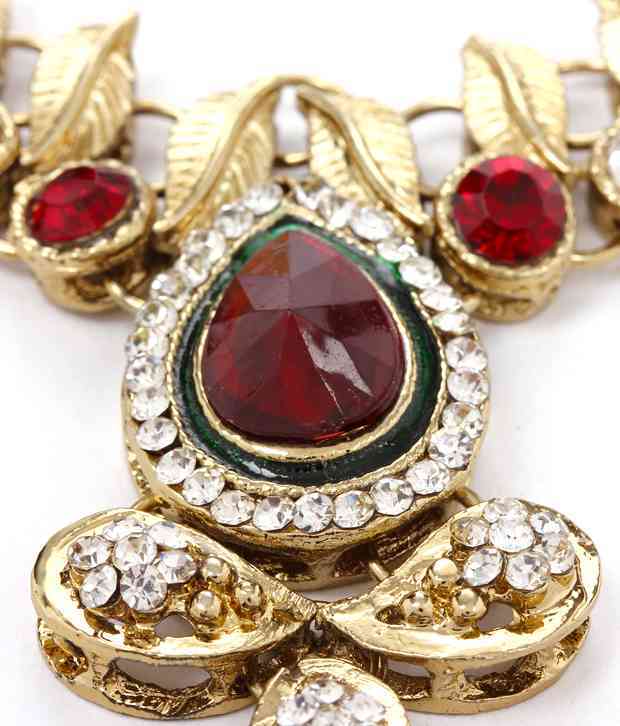 Red Green Kundan Necklace Set 260
