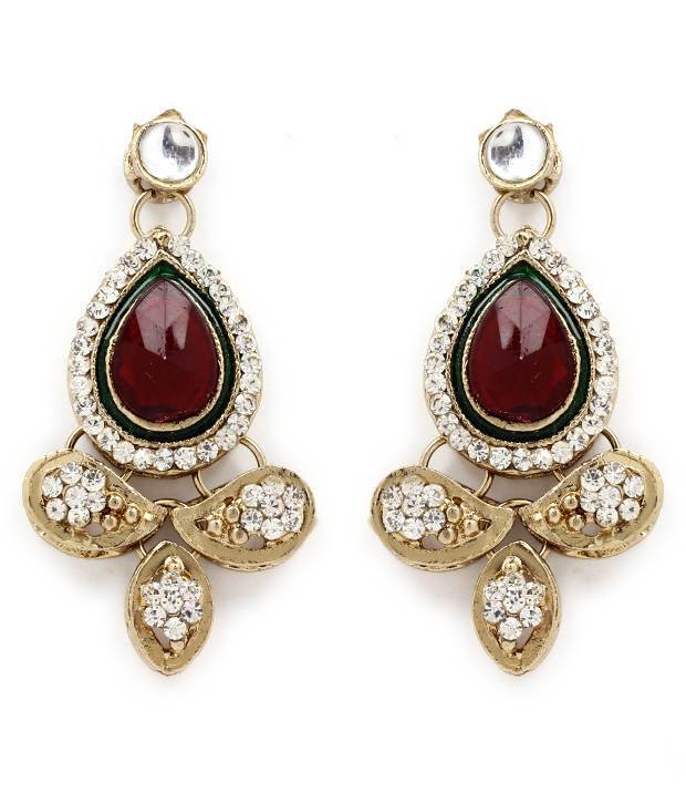 Red Green Kundan Necklace Set 260