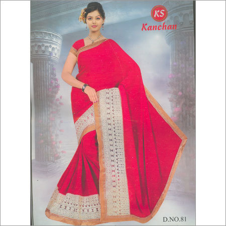 Red And Crean Exclusive Silk Saree
