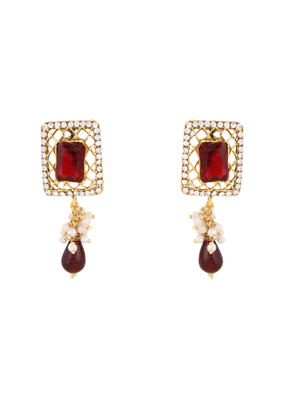 Ruby Pendant Earrings Set 395