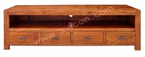 लकड़ी का टीवी/डीवीडी/वीसीडी यूनिट 4 दराज इंडोर फर्नीचर