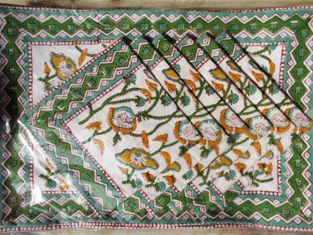 Green Yellow Floral Place Mat Dinning Set