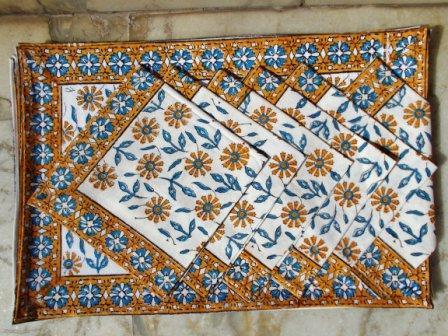 Yellow Floral Blue Combination Dinning Place Mat