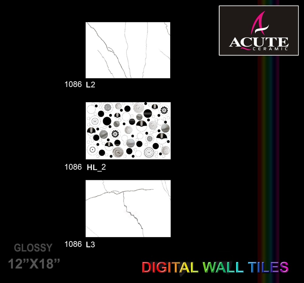 Kitchen Wall Tiles - Ceramic, 300x450 mm, Premium White Glazed Finish | Smooth Surface, Durable Quality, 10-Year Warranty