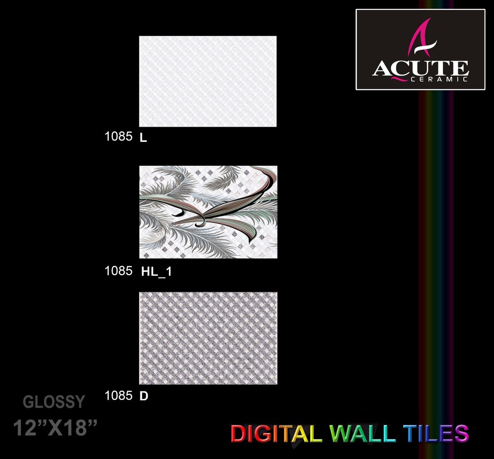 Glossy Wall Tiles - Ceramic, 300 X 450 Mm, White Color, Polished Finish | Ideal For Residential And Commercial Applications