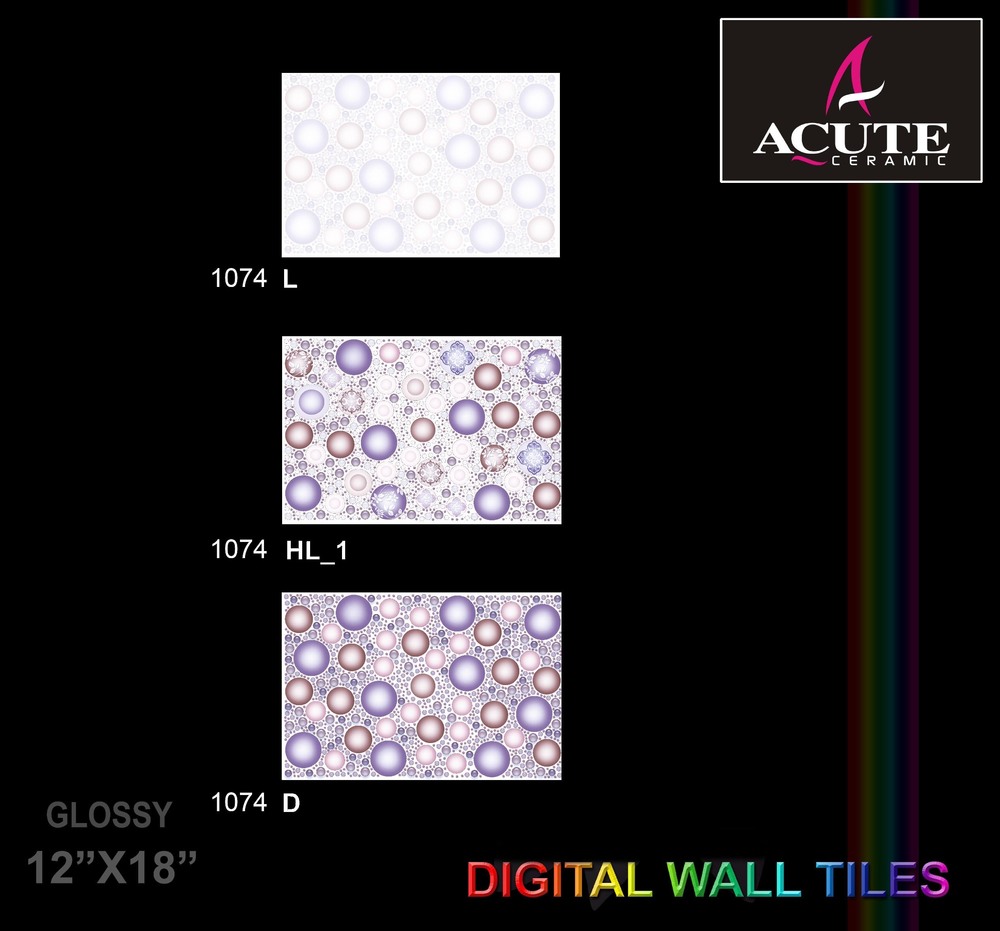 Glossy Elevation Wall Tiles - Ceramic, 300 x 450 mm, White | Smooth Glazing, Polished Finish, Ideal for House and Office Applications