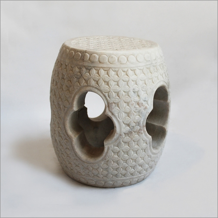 White Marble Garden Stool - Table