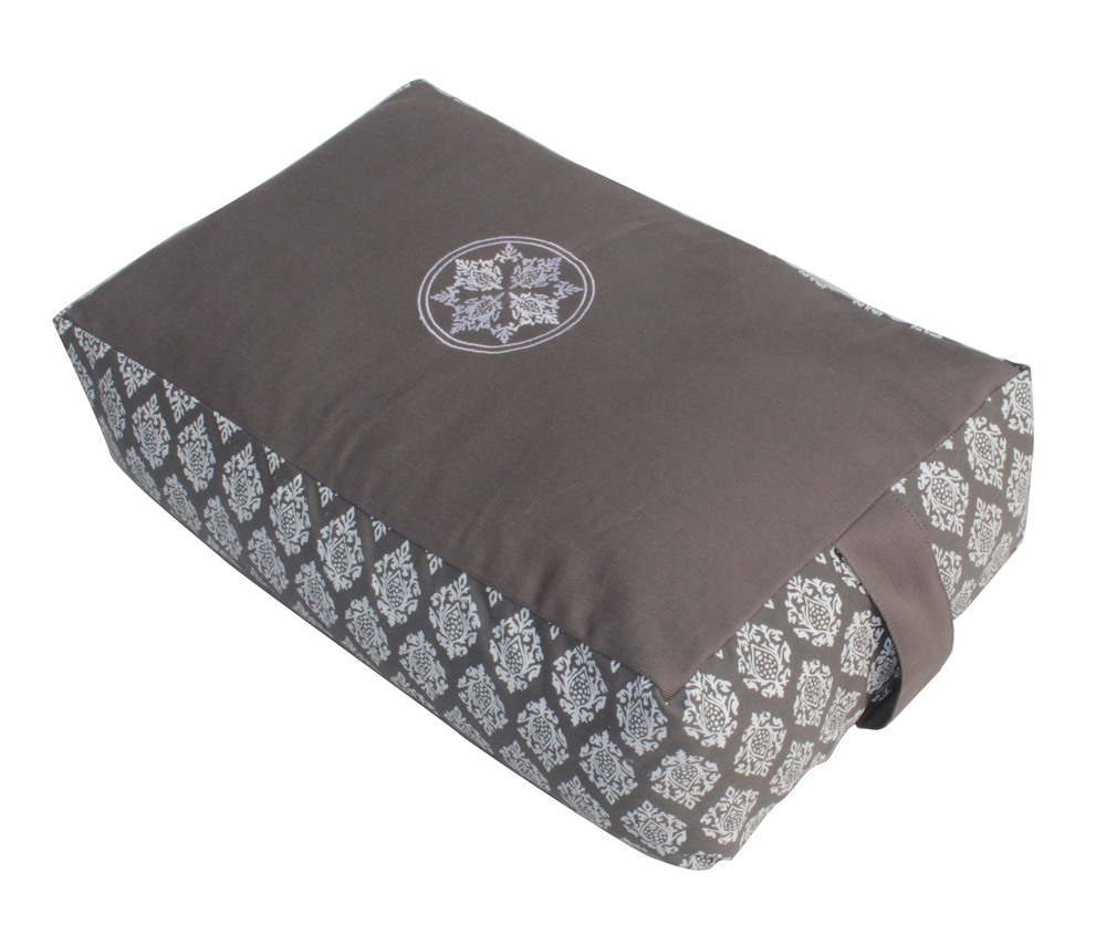 Rectangular Bolster - Cotton Twill & Canvas, 50x30x15 cm, Grey Color, Kapok/Cotton/Buckwheat Filling