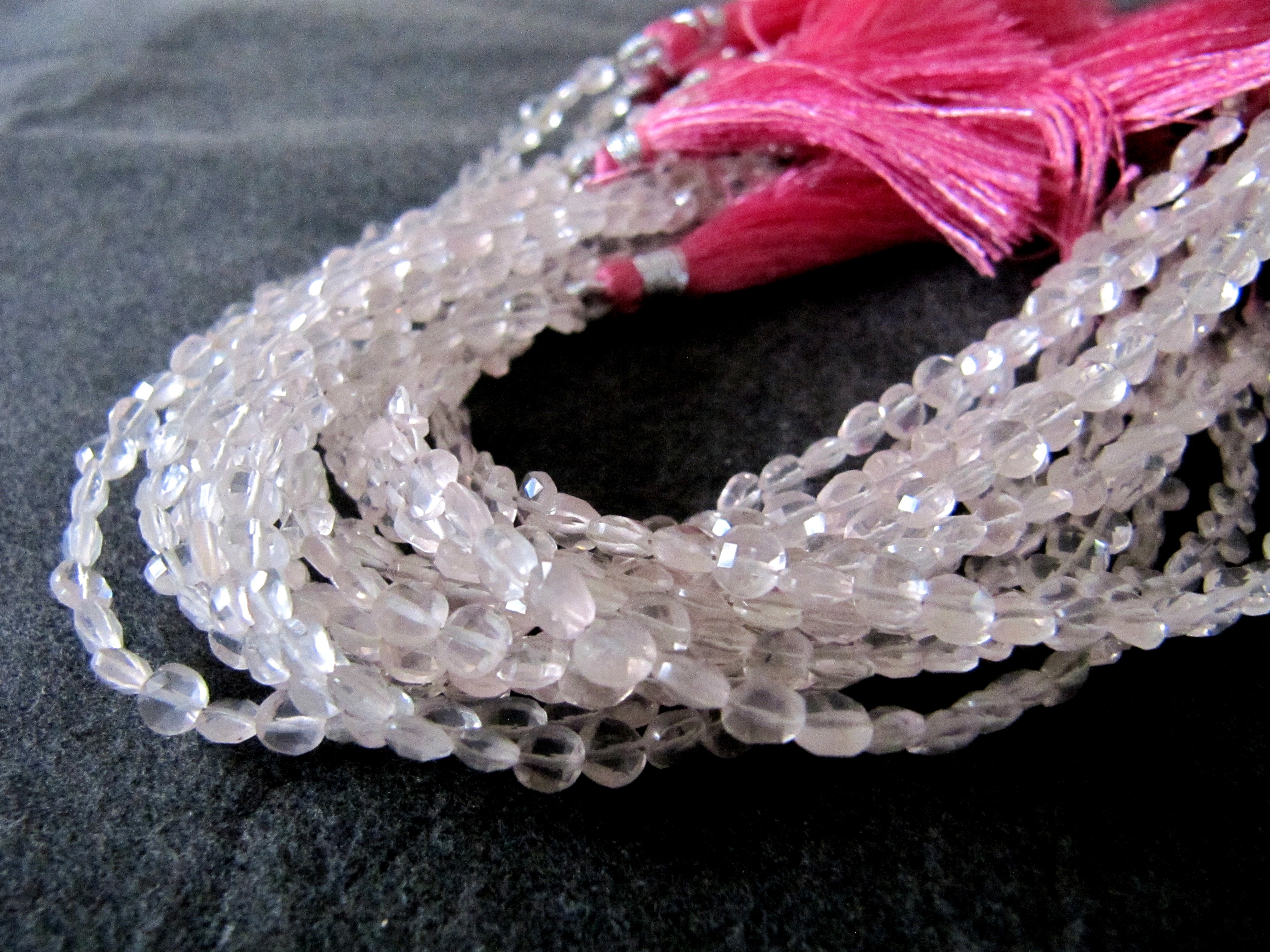 Pink Rose Quartz Roundel Faceted