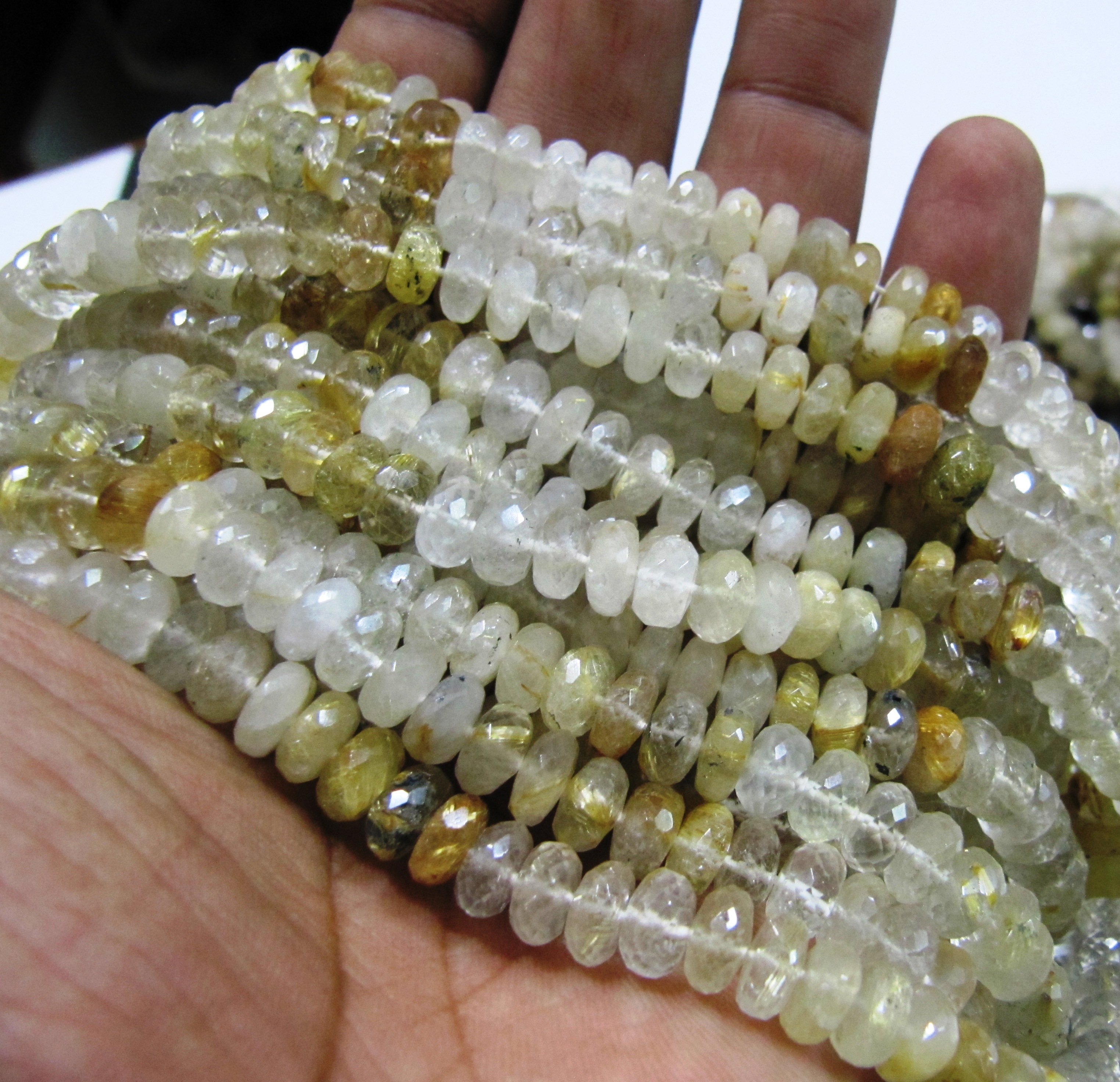 Multi Golden Rutilated Beads Round Faceted