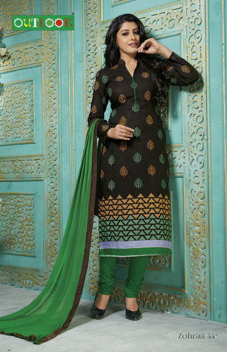 Green And Black Cotton Salwar Kameez