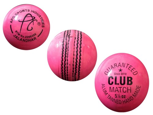 Multicolour Apg Leather Pink Cricket Ball Made Up Of Leather