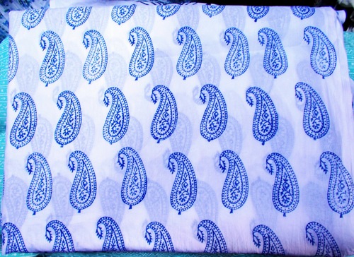 5 यार्ड हैंड ब्लॉक प्रिंट 100% कॉटन फैब्रिक पैस्ले डिज़ाइन