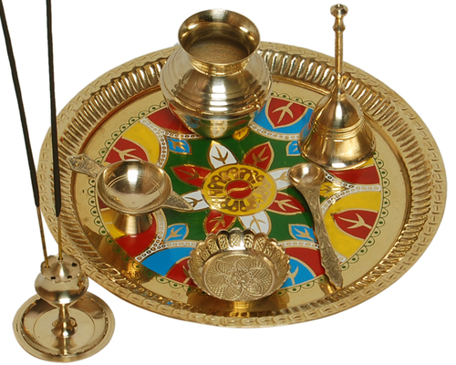 Brass Designer Pooja Thali Set for Diwali Gift Item