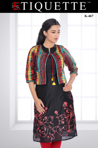 Black And Rerd Jacket Kurti