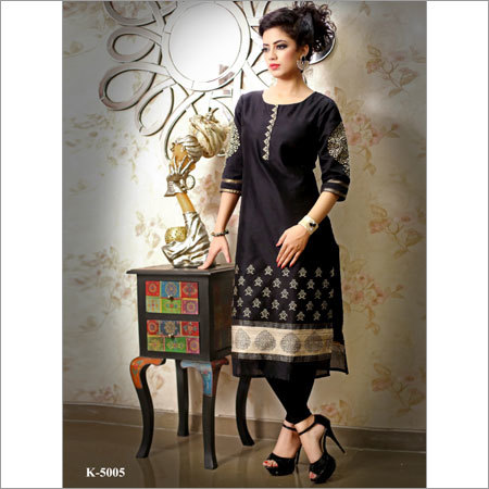 Black And Golden Party Wear Kurtis
