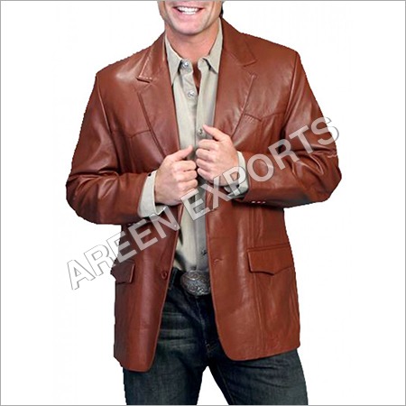 भूरा चमड़े का ब्लेज़र