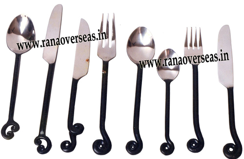 Silver And Black Cutlery Set 12345678