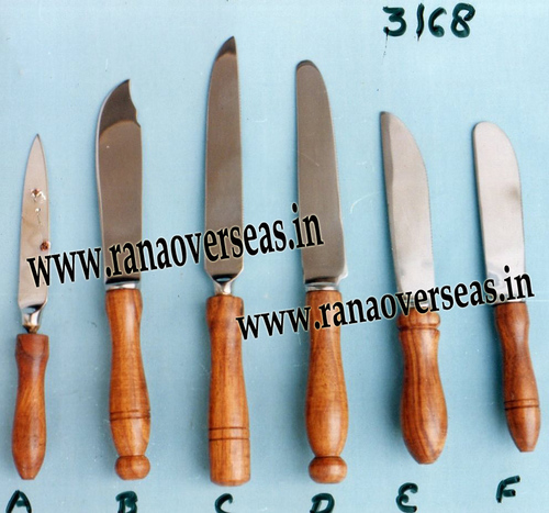 Silver And Brown Knife Set With Wooden Handle 3168