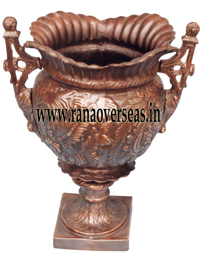 Iron Metal Planter - Round & Rectangular Variants , Polished Brown Finish, Professional Indian Style