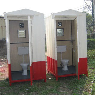 FRP Portable Toilet Cabin - Variable Dimensions, Off-white Color | Comfortable Seating, Automatic Flush, Easy Cleaning, Durable Design, Ventilation