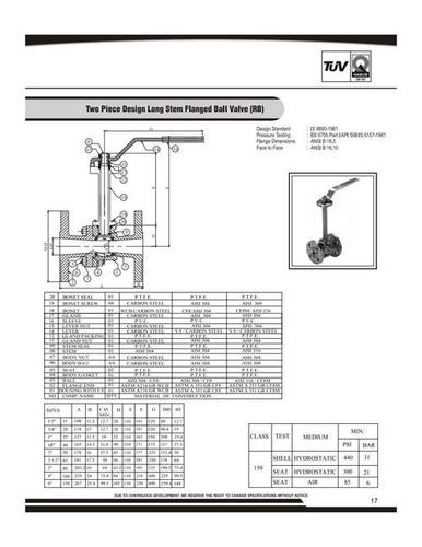 Two Piece Long Stem Flanged Ball Valve - Stainless Steel, ANSI B 16.5 Flange Dimensions, Grey and Silver Finish | High Pressure Manual Control for Industrial Water Systems