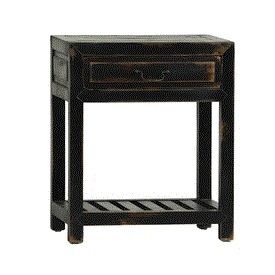 Black Distressed Bedside Table