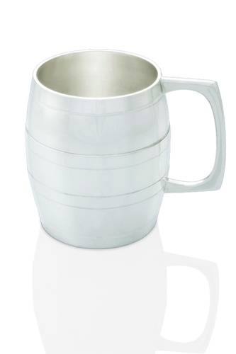 Silver Plated Beer Mug - Barrel Shaped