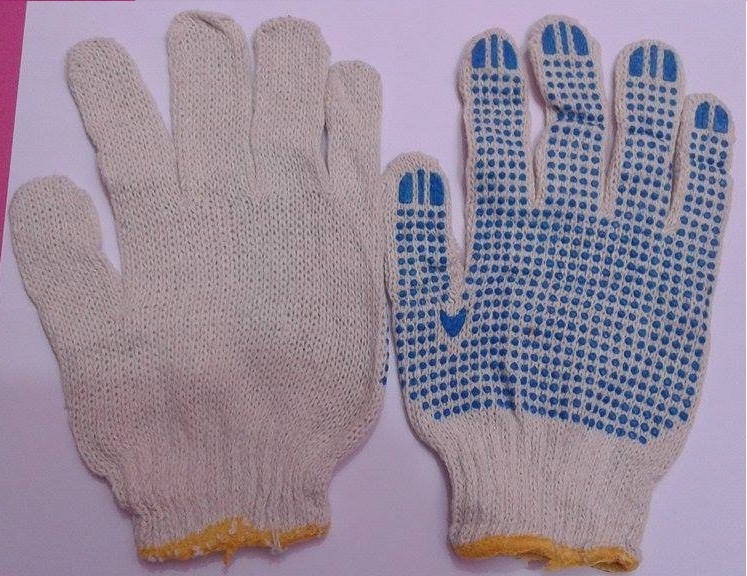 Cotton Dotted Hand Gloves - 7, 10, 13, 15 Gauge | Pvc Dots For Anti-slip Grip, Tear Resistant, Easy To Wash