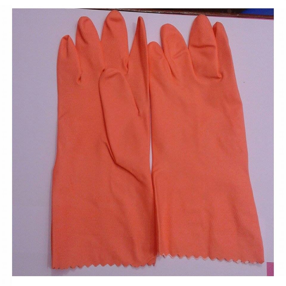 Rubber Hand Gloves - 12 Inch, White Yellow Orange And Blue | Heavy-duty Rubber, Ideal For Acid & Alkali Applications, Weighs 120 Gm