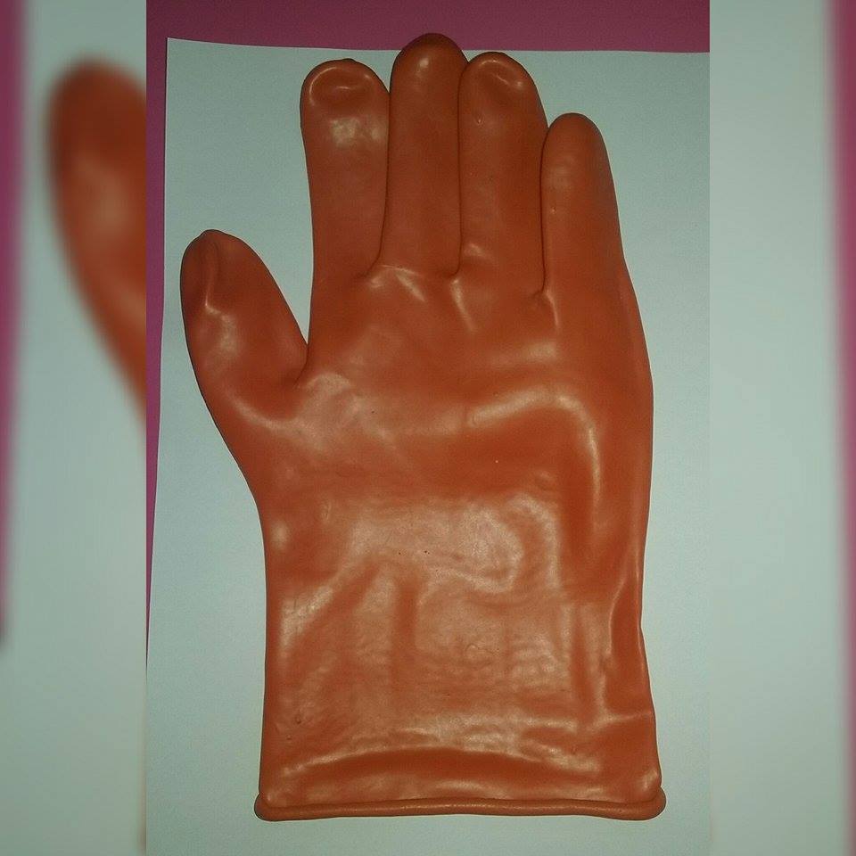 Rubber Hand Gloves - 12 Inch, White Yellow Orange And Blue | Heavy-duty Rubber, Ideal For Acid & Alkali Applications, Weighs 120 Gm