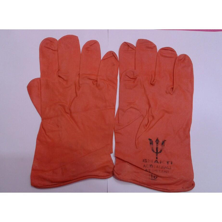 Rubber Hand Gloves - 12 Inch, White Yellow Orange And Blue | Heavy-duty Rubber, Ideal For Acid & Alkali Applications, Weighs 120 Gm