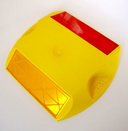 Road Studs - Abs Material, 100x100x20 Mm, Yellow & Orange Reflector | Impact Resistant, Weather Proof, Easy To Mount, Bright Reflection
