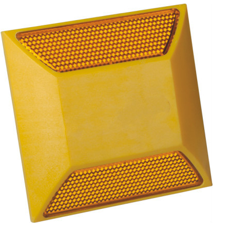 Road Studs - Abs Material, 100x100x20 Mm, Yellow & Orange Reflector | Impact Resistant, Weather Proof, Easy To Mount, Bright Reflection