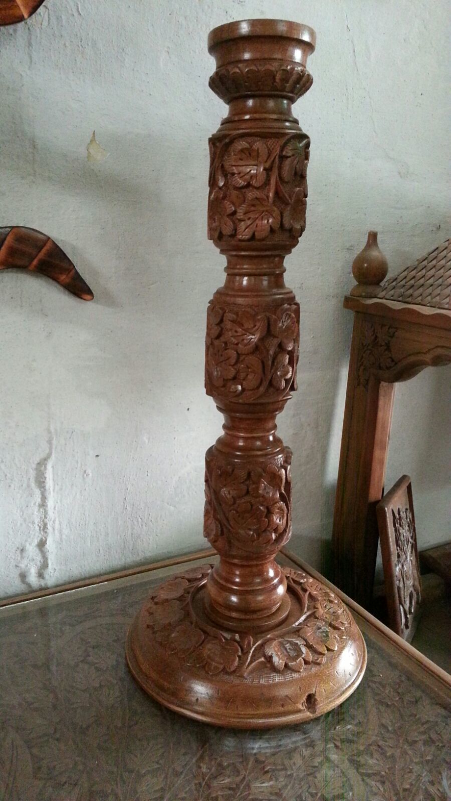 Crafted Lamp Shade In Walnut Wood