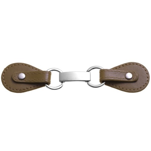 Fancy Leather Buckles - Leather Material, Custom Size, Brown and Silver Color | Clip Style, Coated Pattern, Easy to Attach, Fine Finish