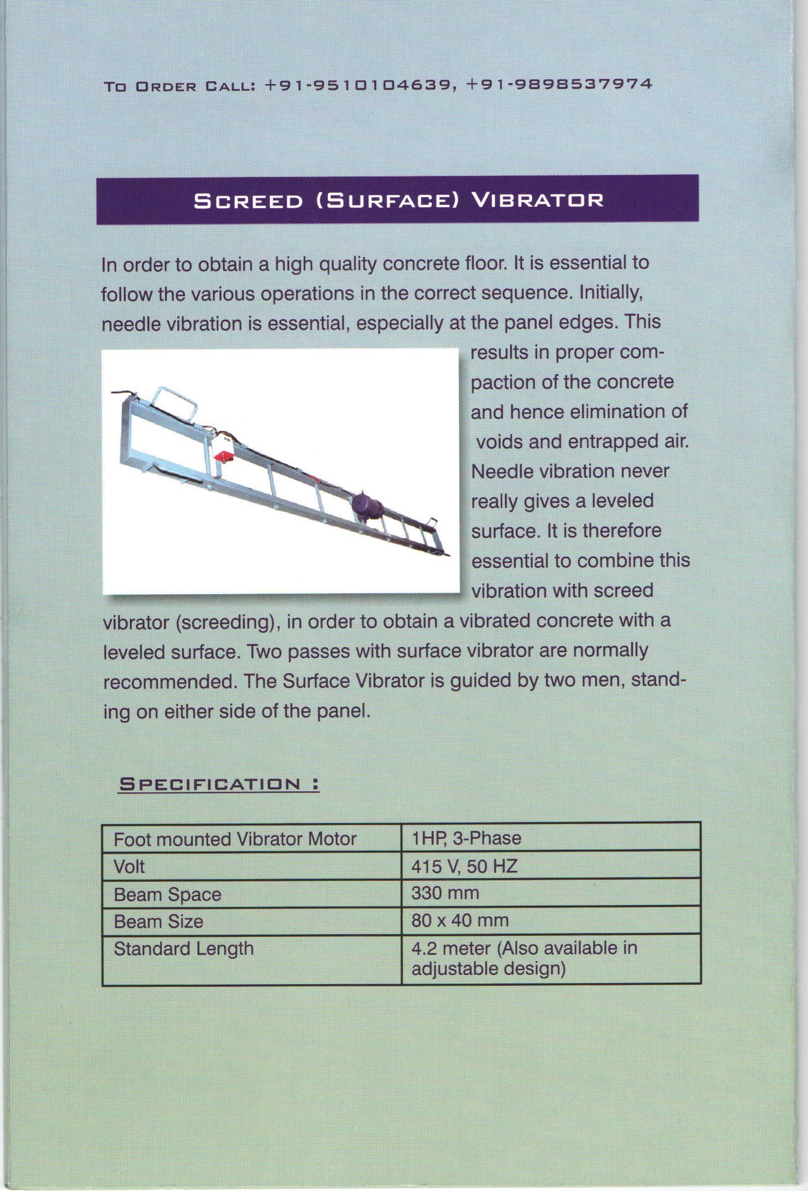 Screed Vibrator (Electric)