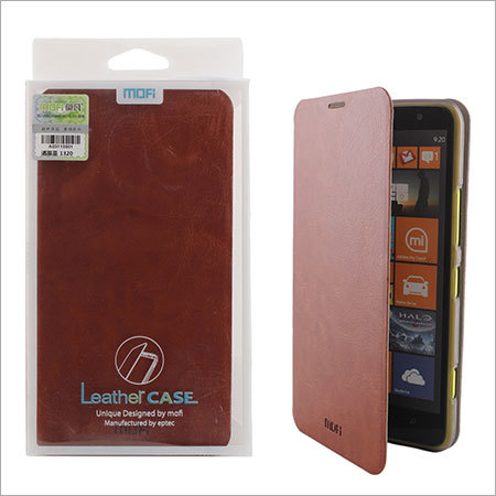 Mofi लेदर फ्लिप कवर केस Nokia Lumia 1320 के लिए, भूरे रंग में