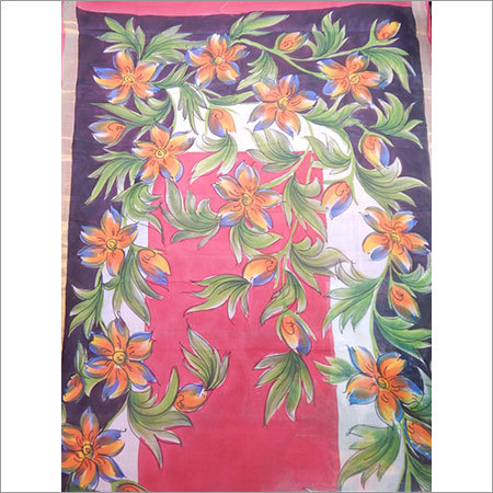 Multi Color Hand Printed Cotton Saree