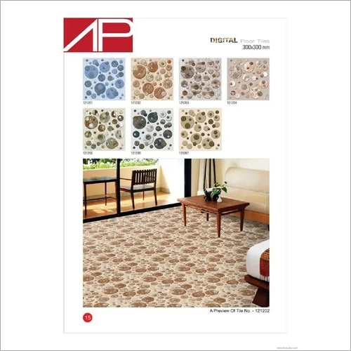 Ceramic Floor Tiles - Square Shape, Polished Finish | Blue, Green, Brown, And Grey Colors, Antibacterial And Non-slip Features