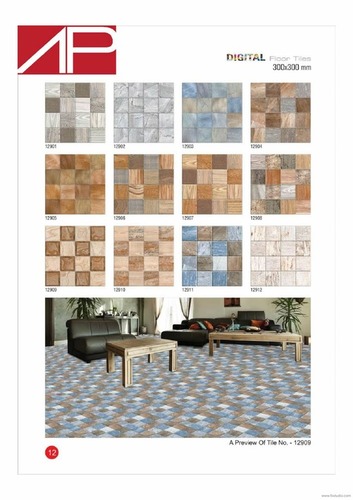 Ceramic Floor and Wall Tiles - Polished Finish, Antibacterial and Non-Slip Features | Grey, Brown, and White Square Design