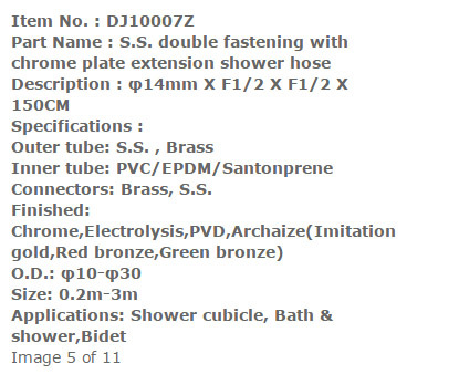 Shower Hose - Stainless Steel, 1m To 2m Length, 3/8 Brass Connection, Flexible, Corrosion-resistant, Durable