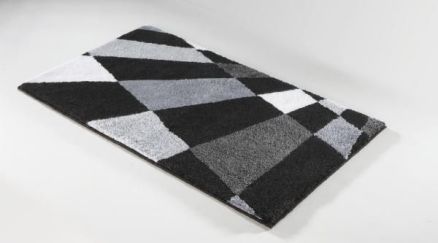 Bath Mats - Cotton Material, Rectangular Shape, Black & White Modern Design | Elegant, Washable, Water Absorbent