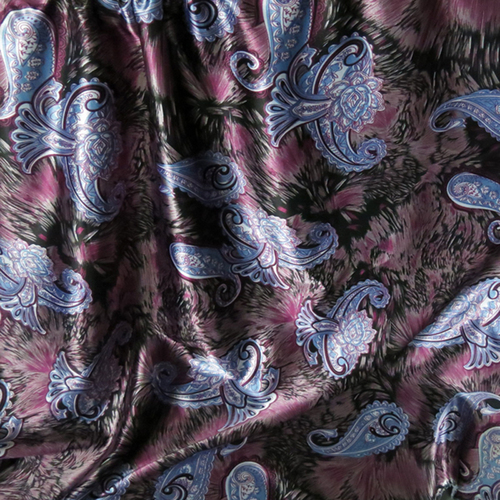 Printed Polyester Silky Satin Fabric Lining - 60-90 Inch Width, Exotic Red Printed Pattern, Shrinkage Resistant and Skin-Friendly