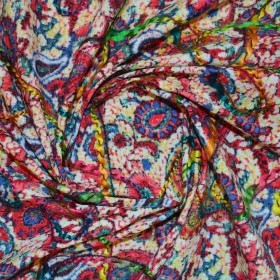Printed Polyester Satin Fabric Lining Material - 1524-2286 mm Width, Red Color, Printed Pattern | Alluring Look, Shrink Resistant, Attractive Print