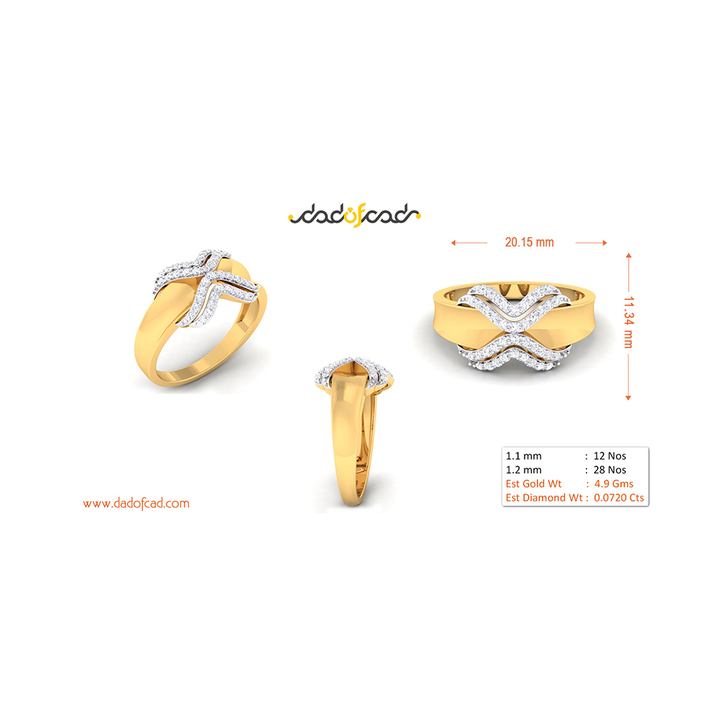 18k Yellow Gold Ring With Diamonds