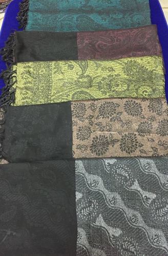 Ladies Shawl & Stoles - Wool, 70x70 cm, Black | Floral Pattern, Casual Style, Dry Clean Care